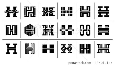 Geometric stripe line letter H logo template set 114019127