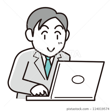 Businessman operating a personal computer 114019574