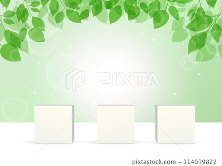 Three pieces of wood lined up and leaves background Three pieces of wood lined up and leaves background 114019822