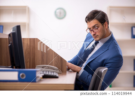 Young male employee working in the office Young male employee working in the office 114019944