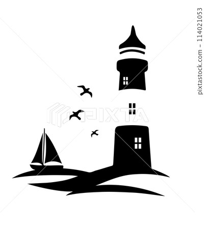 Light house by the sea with a white background 114021053