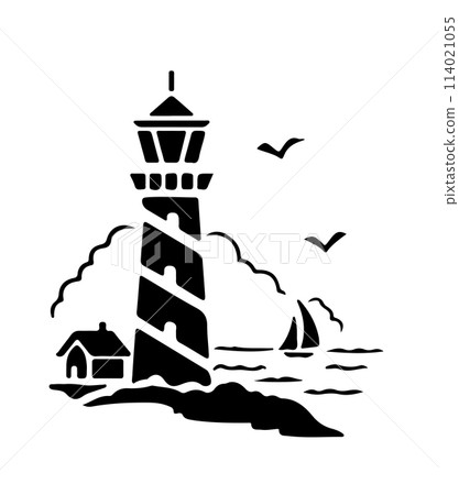 Light house by the sea with a white background 114021055
