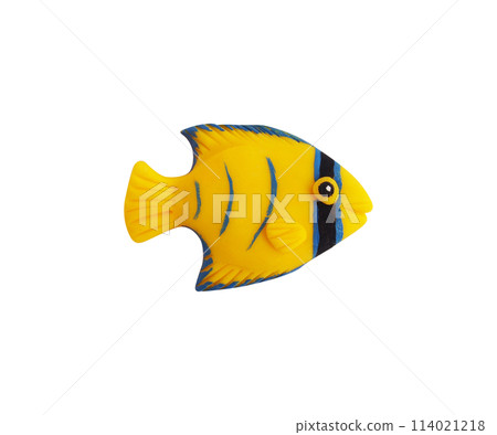 黃色熱帶魚的黏土 3D 插圖 黃色熱帶魚的黏土 3D 插圖 114021218