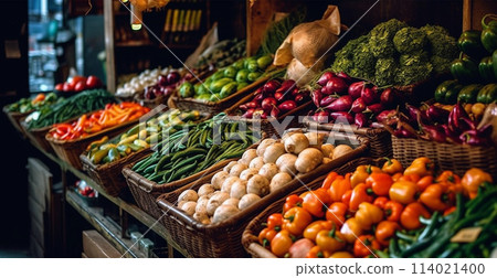 Large Asian Fruit and Vegetable Market - AI generated image 114021400