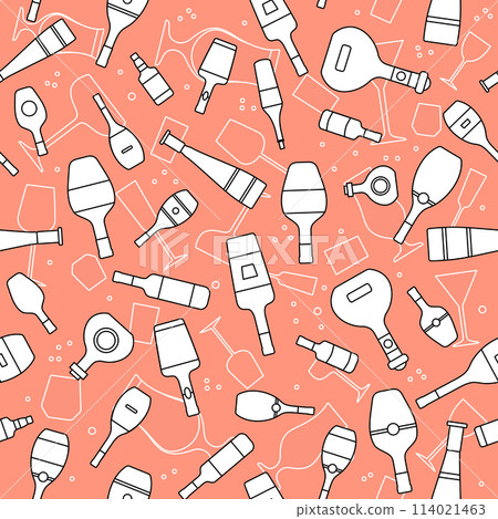 Vector Pattern Bar Party Alcohol Drink Wine Bottle Vector Pattern Bar Party Alcohol Drink Wine Bottle 114021463