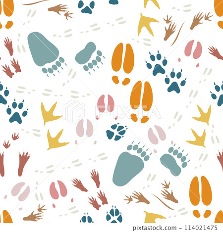 Pattern Wild Animals Paw Tracks Footprints Traces 114021475