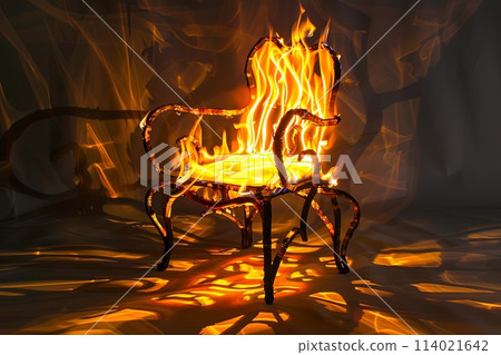 chair made of fire flames, surrealism, creative furniture design. chair made of fire flames, surrealism, creative furniture design. 114021642