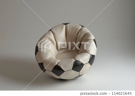 chair made of soccer football ball, surrealism, creative furniture design 114021645