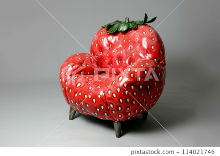 chair made of a strawberry , surrealism, creative furniture design. 114021746
