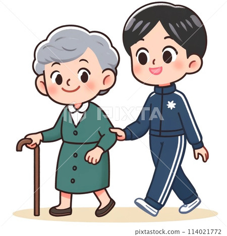 護理人員協助老人行走 護理人員協助老人行走 114021772