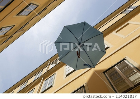 A street in Vienna with suspended umbrellas A street in Vienna with suspended umbrellas 114021817