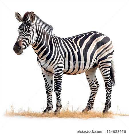 Zoo, Zebra on white isolated background - AI generated image Zoo, Zebra on white isolated background - AI generated image 114022656