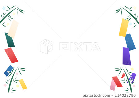 白線色竹草和紙條插畫素材 114022796