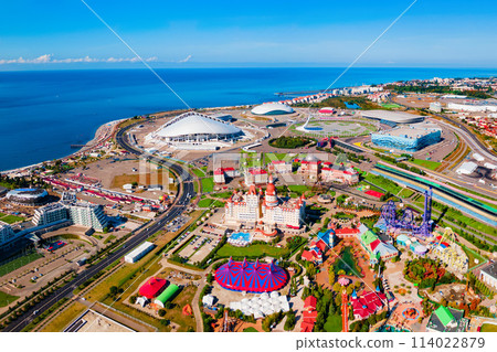 Sochi Olympic Park aerial panoramic view Sochi Olympic Park aerial panoramic view 114022879