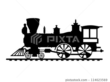 Black and white train image in illustrator on a white background 114023569