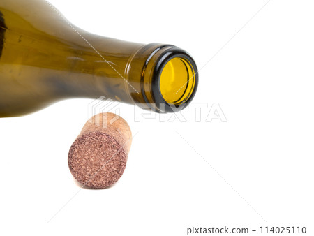 wine cork and bottle isolated on the white wine cork and bottle isolated on the white 114025110
