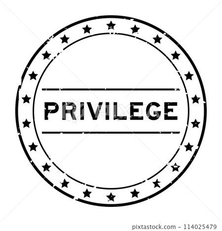 Grunge black privlege word round rubber seal stamp on white background 114025479