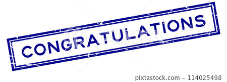 Grunge blue congratulations word square rubber stamp in white background 114025498