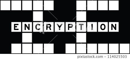 Alphabet letter in word encryption on crossword puzzle background 114025503