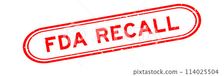 Grunge red FDA recall word rubber seal stamp on white background 114025504