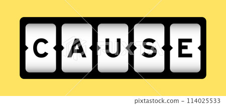Black color in word cause on slot banner with yellow color background 114025533
