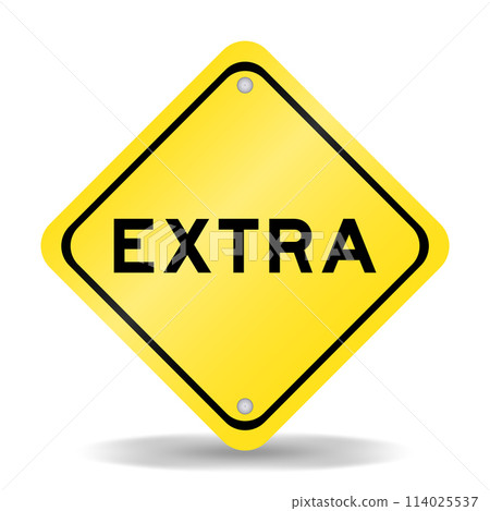 Yellow color transportation sign with word extra on white background 114025537