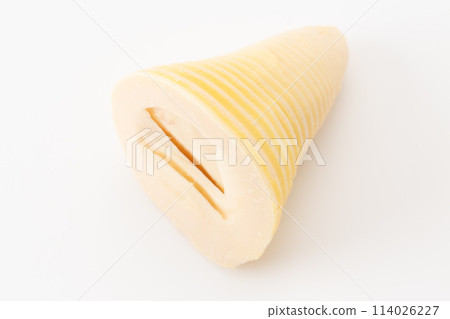 Boiled bamboo shoots on a white background Boiled bamboo shoots on a white background 114026227