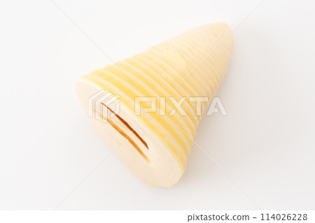 Boiled bamboo shoots on a white background Boiled bamboo shoots on a white background 114026228