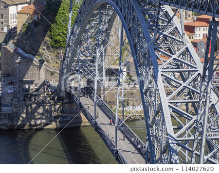Porto, Portugal an Unusual view of Luis I Bridge over Douro River Porto, Portugal an Unusual view of Luis I Bridge over Douro River 114027620