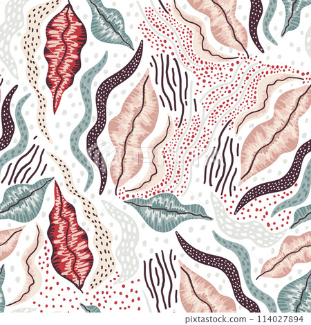 Seamless pattern with abstract retro flowers. Creative floral texture. Great for fabric, textile Vector Illustration Seamless pattern with abstract retro flowers. Creative floral texture. Great for fabric, textile Vector Illustration 114027894