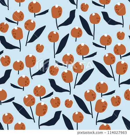 Seamless pattern with flowers in simple style. Creative floral pastel texture. Great for fabric, textile Vector Illustration 114027983