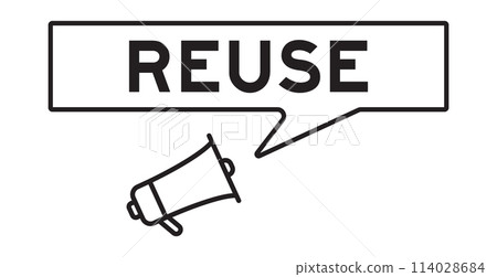 Megaphone icon with speech bubble in word reuse on white background Megaphone icon with speech bubble in word reuse on white background 114028684