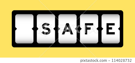 Black color in word safe on slot banner with yellow color background 114028732