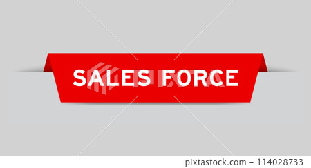 Red color inserted label with word sales force on gray background 114028733