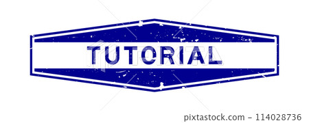 Grunge blue tutorial word hexagon rubber seal stamp on white background Grunge blue tutorial word hexagon rubber seal stamp on white background 114028736