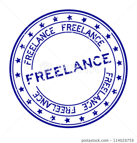 Grunge blue freelance word round rubber seal stamp on white background 114028758