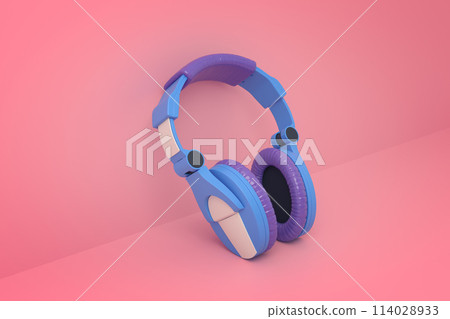 Blue headphones in minimalist style 114028933