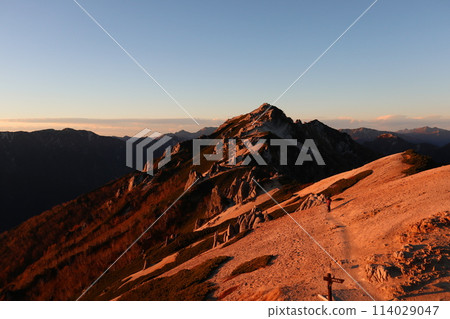 Mount Tsurugi dyed in the sunset 114029047