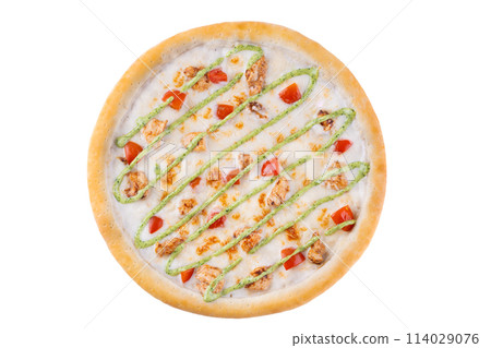 Appetizing Pepperoni Pizza, on a white background, isolate, for a food delivery site, 114029076