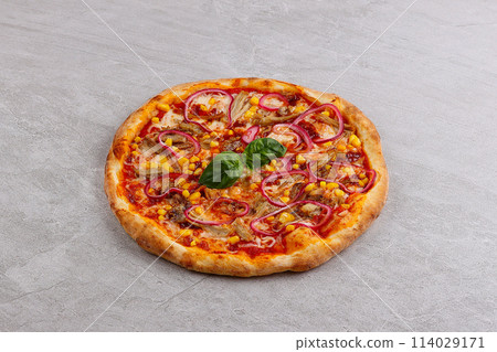 Appetizing Pepperoni Pizza, on a white background, isolate, for a food delivery site, 114029171