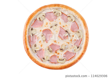 Appetizing Pepperoni Pizza, on a white background, isolate, for a food delivery site, Appetizing Pepperoni Pizza, on a white background, isolate, for a food delivery site, 114029306
