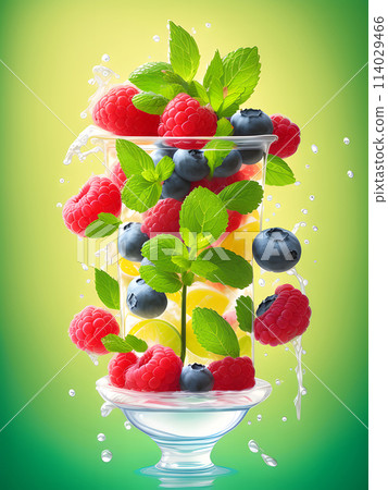 falling fruits illustration 114029466