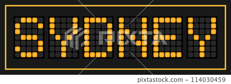 Orange color led banner in word sydney on black background 114030459