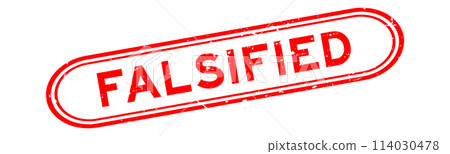 Grunge red falsified word rubber seal stamp on white background 114030478