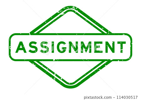 Grunge green assignment word rubber seal stamp on white background 114030517
