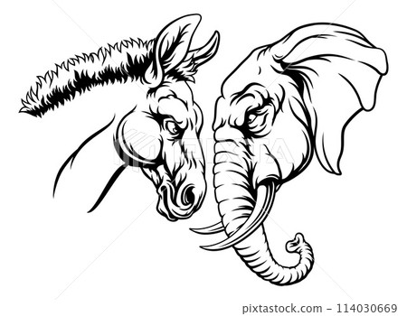 Republican Democrat Elephant Donkey Election 114030669