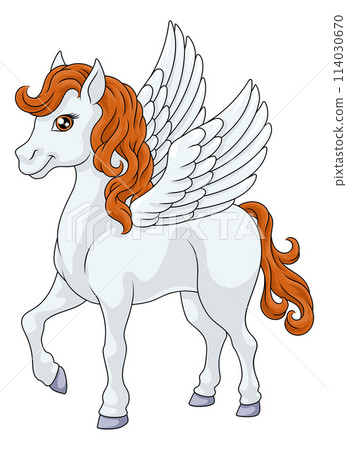 Pegasus Wings Horse Cartoon Animal Illustration 114030670