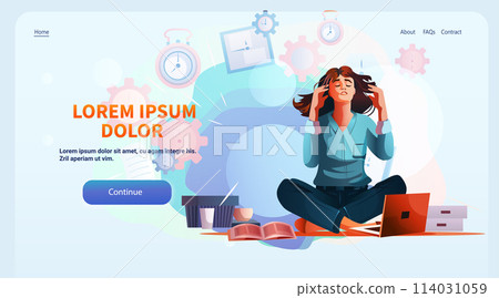 depressed businesswoman overworked girl suffering from psychological diseases anxiety mental health awareness month concept depressed businesswoman overworked girl suffering from psychological diseases anxiety mental health awareness month concept 114031059