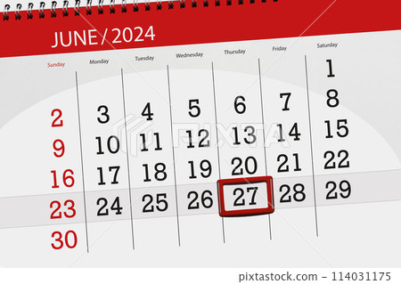 Calendar 2024, deadline, day, month, page, organizer, date, June, thursday, number 27 Calendar 2024, deadline, day, month, page, organizer, date, June, thursday, number 27 114031175