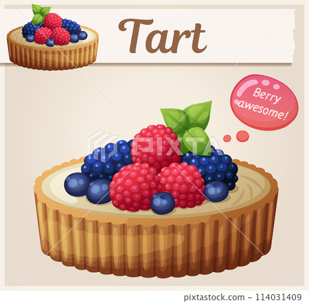 Tart dessert with berries icon. Cartoon illustration Tart dessert with berries icon. Cartoon illustration 114031409